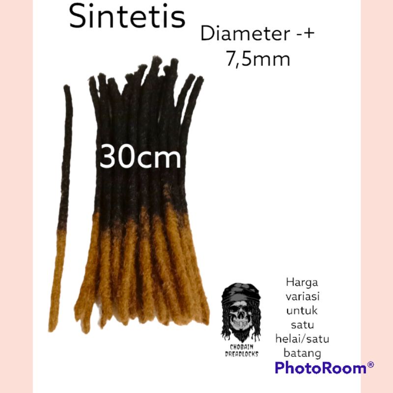 rambut gimbal sintetis 30cm mix hitam pirang