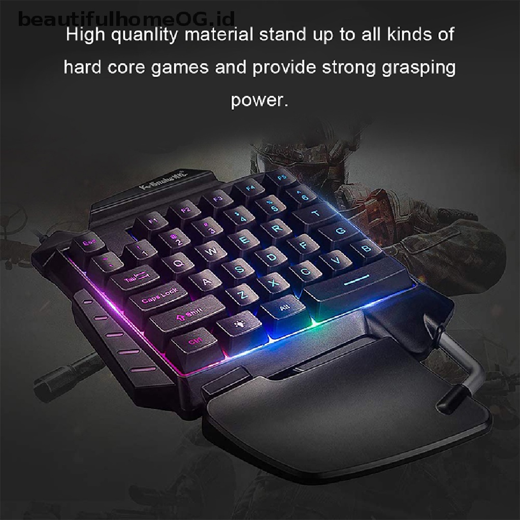 / / Beautifulhomeog.id / Keyboard Gaming Mekanikal Mini Satu Tangan Dengan Backlight RGB