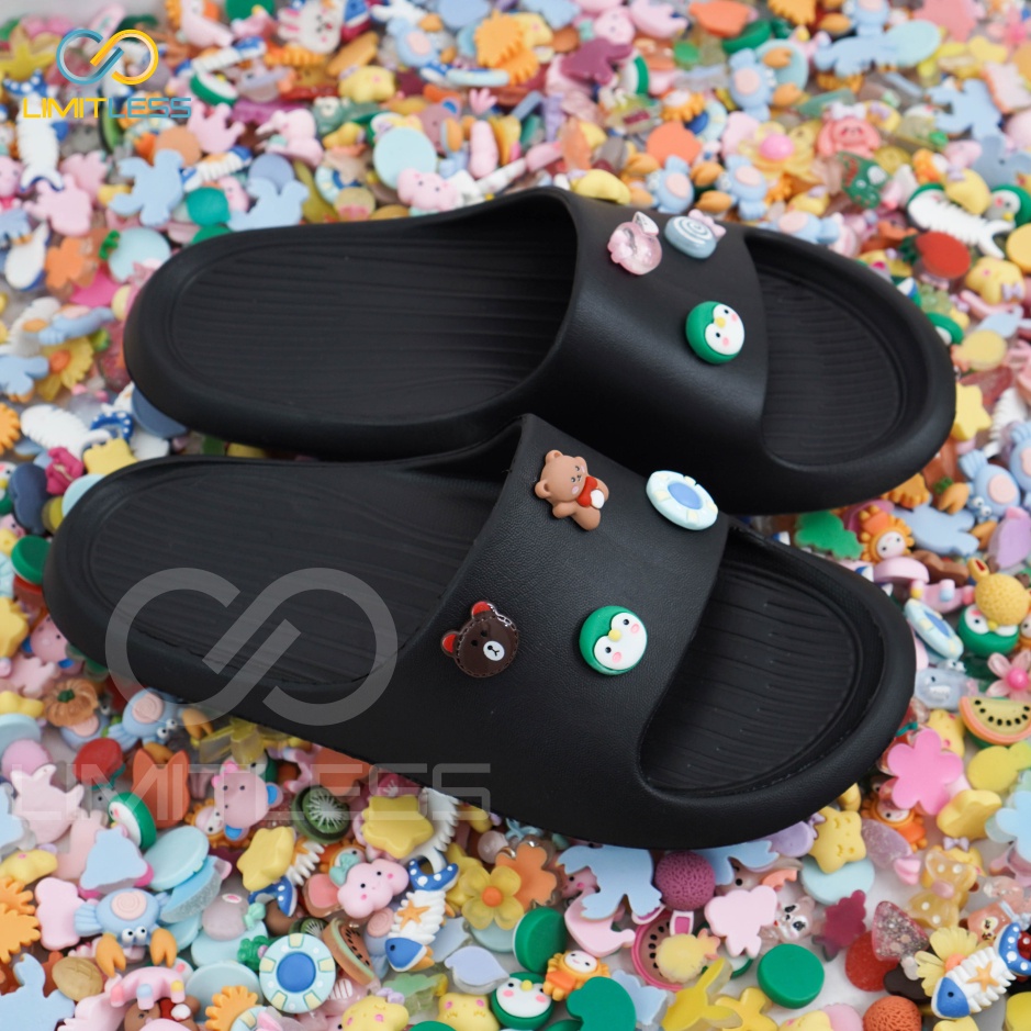 Sandal Cewek kekinian Selop Sendal Slop Wanita Viral Sandal Wanita Slip On Anti Slip Karakter 3D