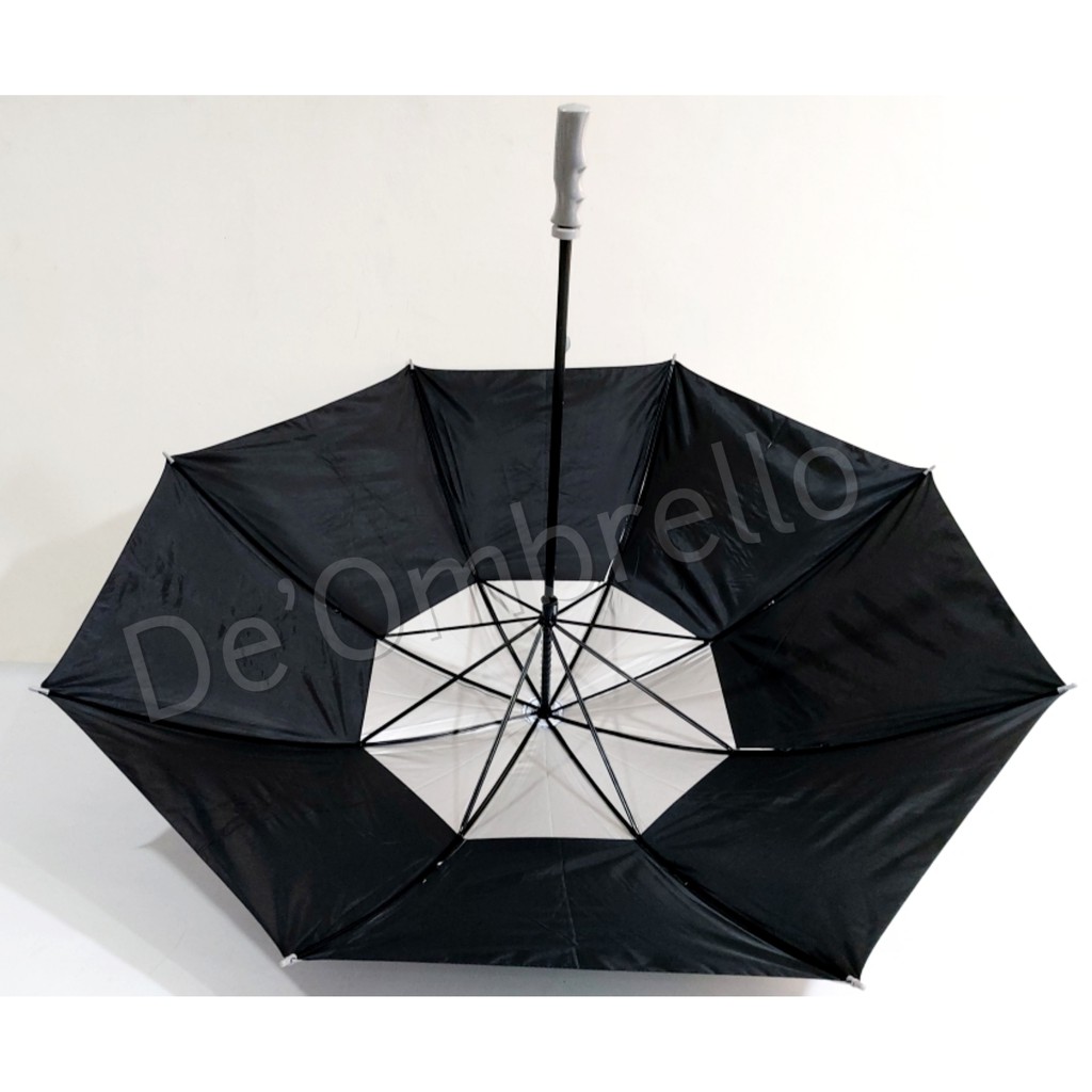 (094)Payung Golf Susun Silver Hitam Jumbo Kombinasi ANTI UV