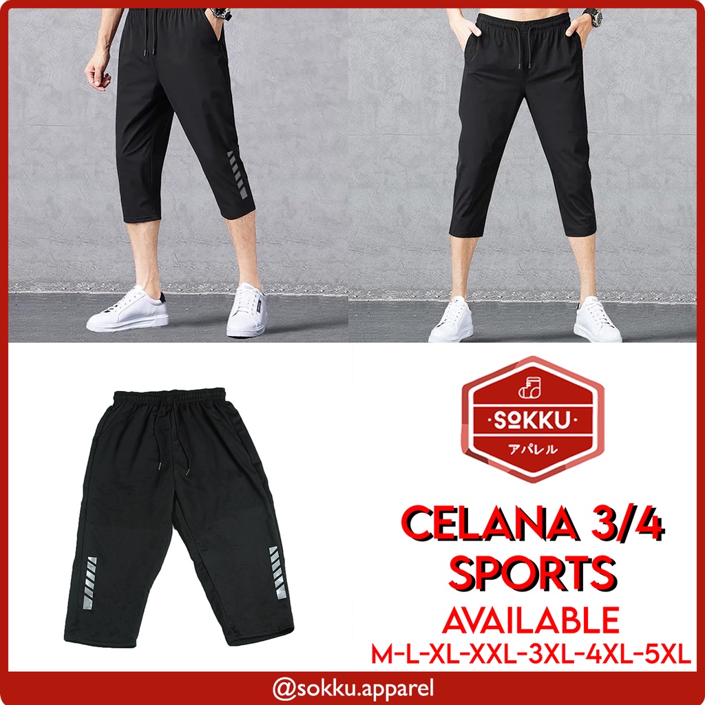 Celana Pria Training Olahraga Lari Gym Pendek Lutut 3/4