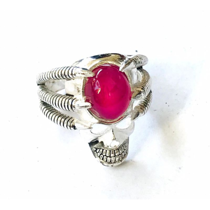 cincin batu permata//cincin silver China motif tengkorak //cincin pria