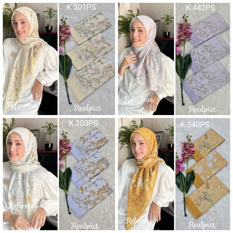 jilbab segi empat  motif voal motif lasercut denay motif voal motif premium (harga grosir partai)