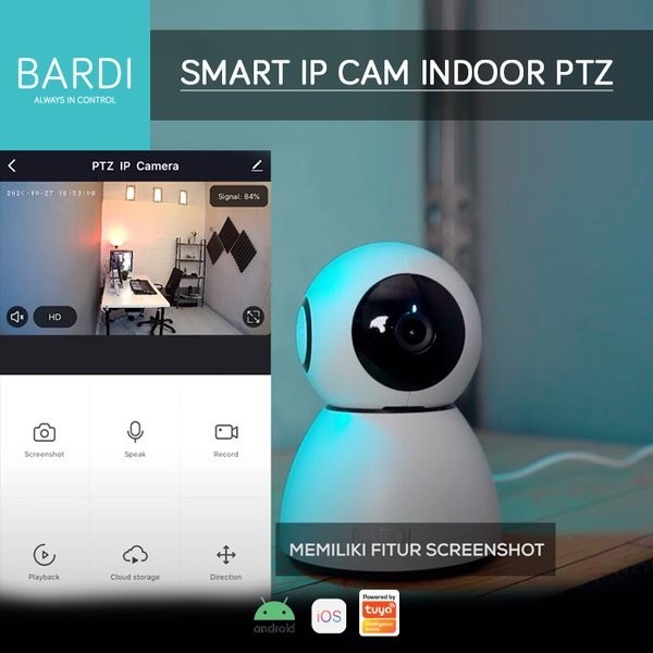 BARDI Smart Indoor PTZ IP Camera CCTV Wi-Fi IoT Home Automation