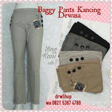 Celana katun baggy pants wanita/baggy pants kancing fhasion wanita