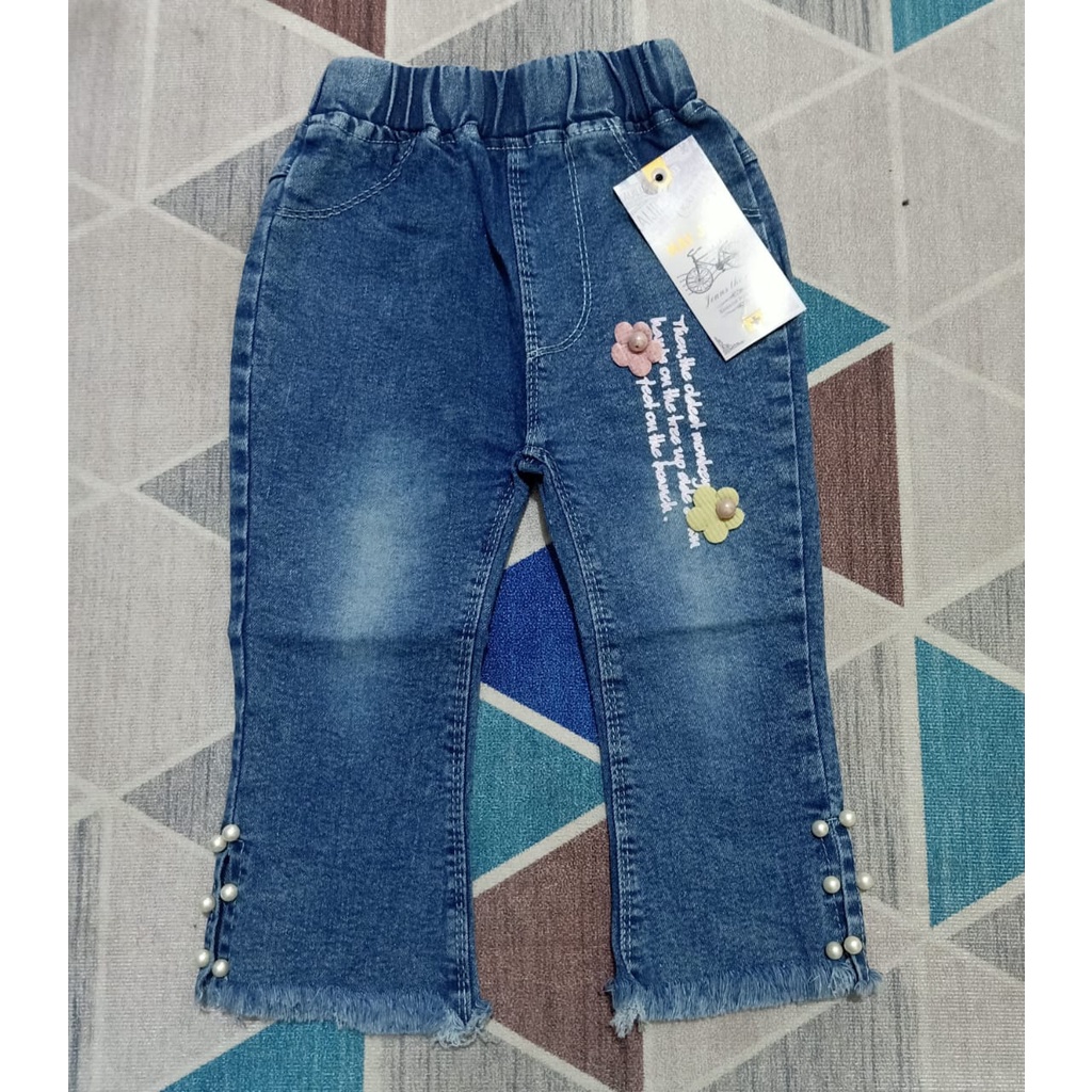 Celana Jeans Anak Perempuan Import Aplikasi Mutiara 1-5 Tahun Part2