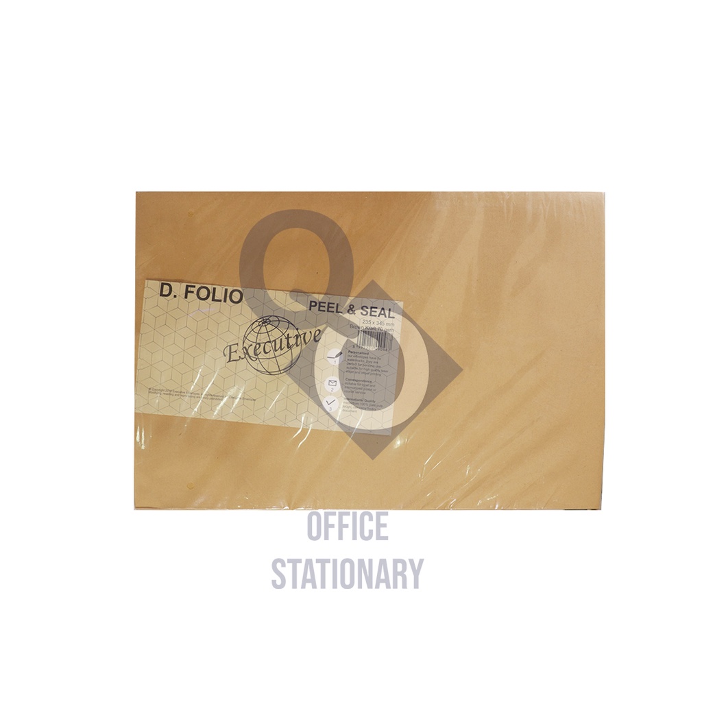 

SLM7 Amplop coklat executive D folio lem / Samson D Cokelat Lem peel and seal