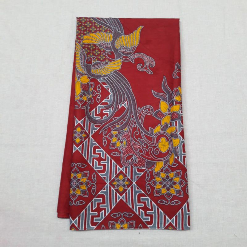BATIK COUPLE KELUARGA sania ruffle ori ndoro jowi dnt motif kenari merah-Kain 10cm
