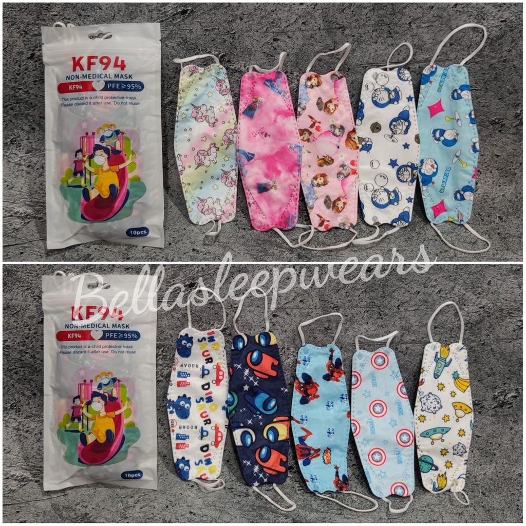 KF ANAK MOTIF  10 PC - MASKER KF94 ANAK MURAH MOTIF KIDS CHILD  BOY &amp; GIRL