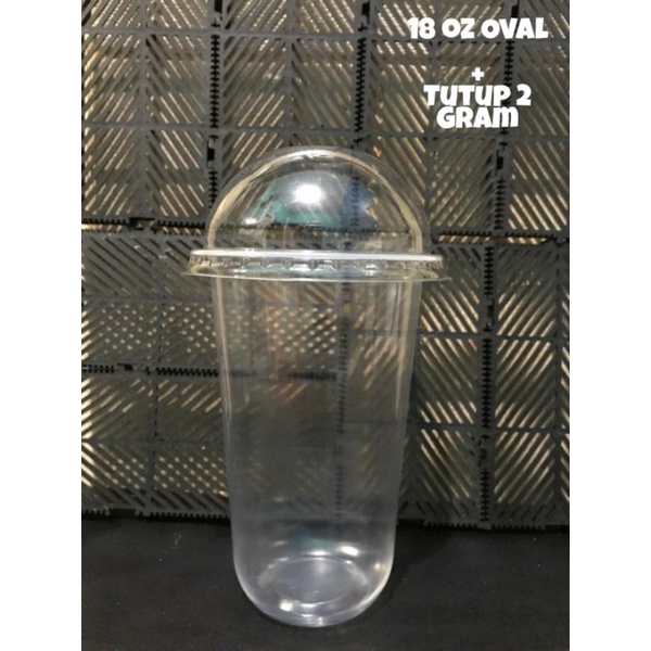 Gelas Plastic Cup18Oz oval 8 gram+TUTUP CEMBUNG /1roll50 pcs)