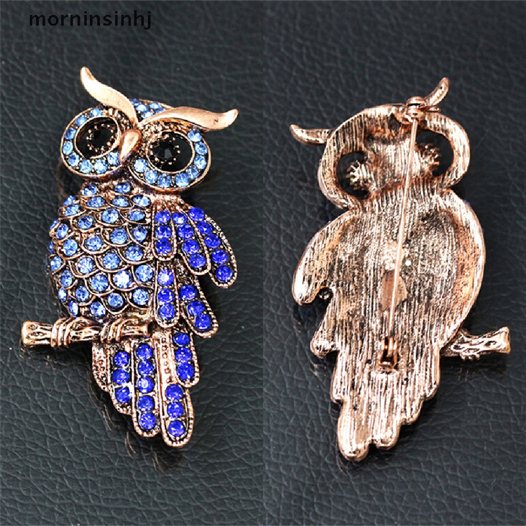 Mor Bros Pin Vintage Desain Burung Hantu Hias Berlian Imitasi Untuk Pengantin Wanita