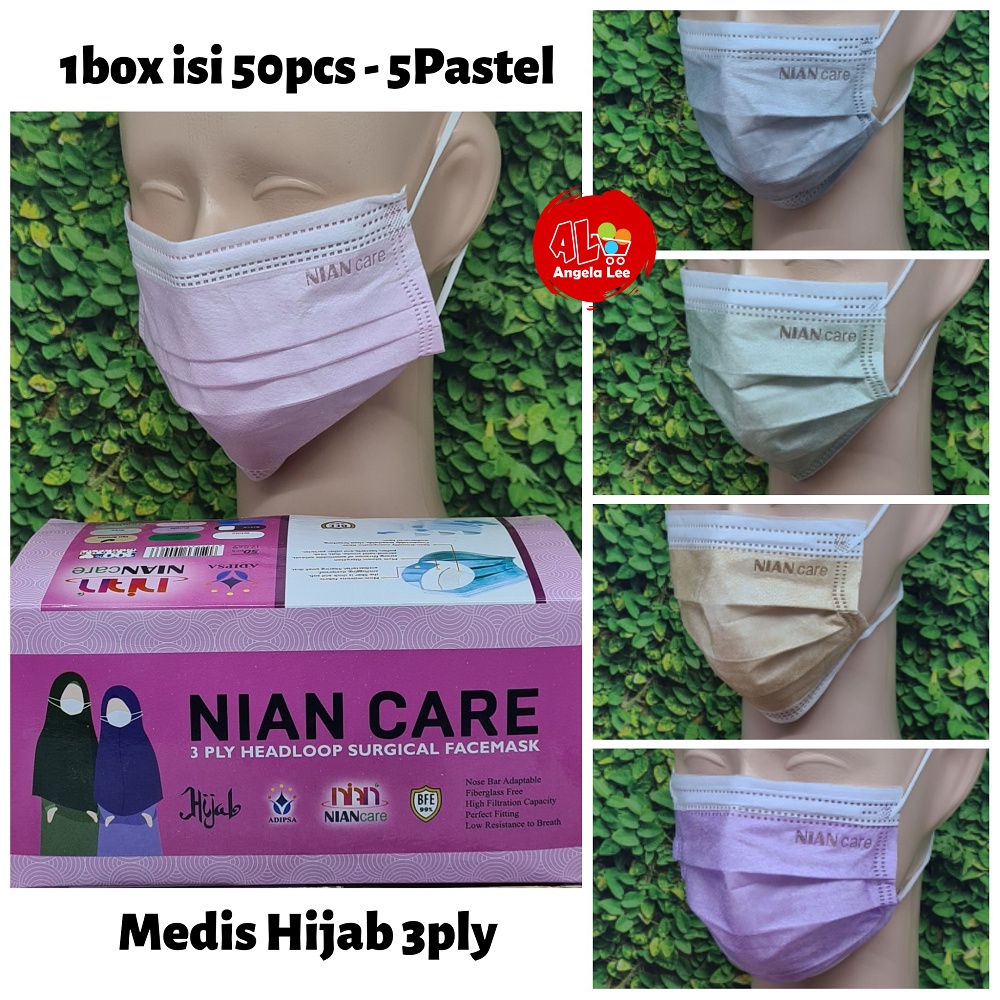 NIANcare Masker MEDIS Bedah 3 ply Earloop Headloop Disposable Surgical Mask 50pcs Warna