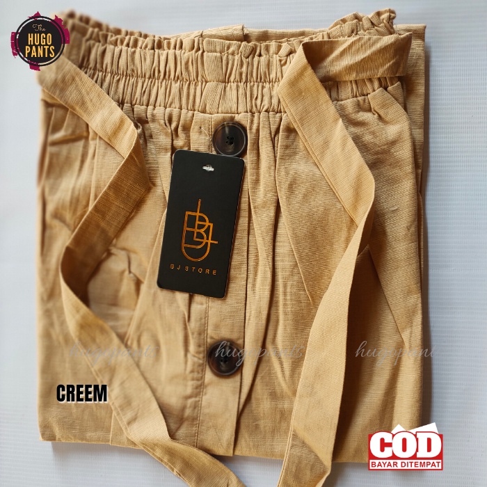 Rok Panjang Katun Rempel Kancing Depan Wanita Korean Style Terbaru-crem