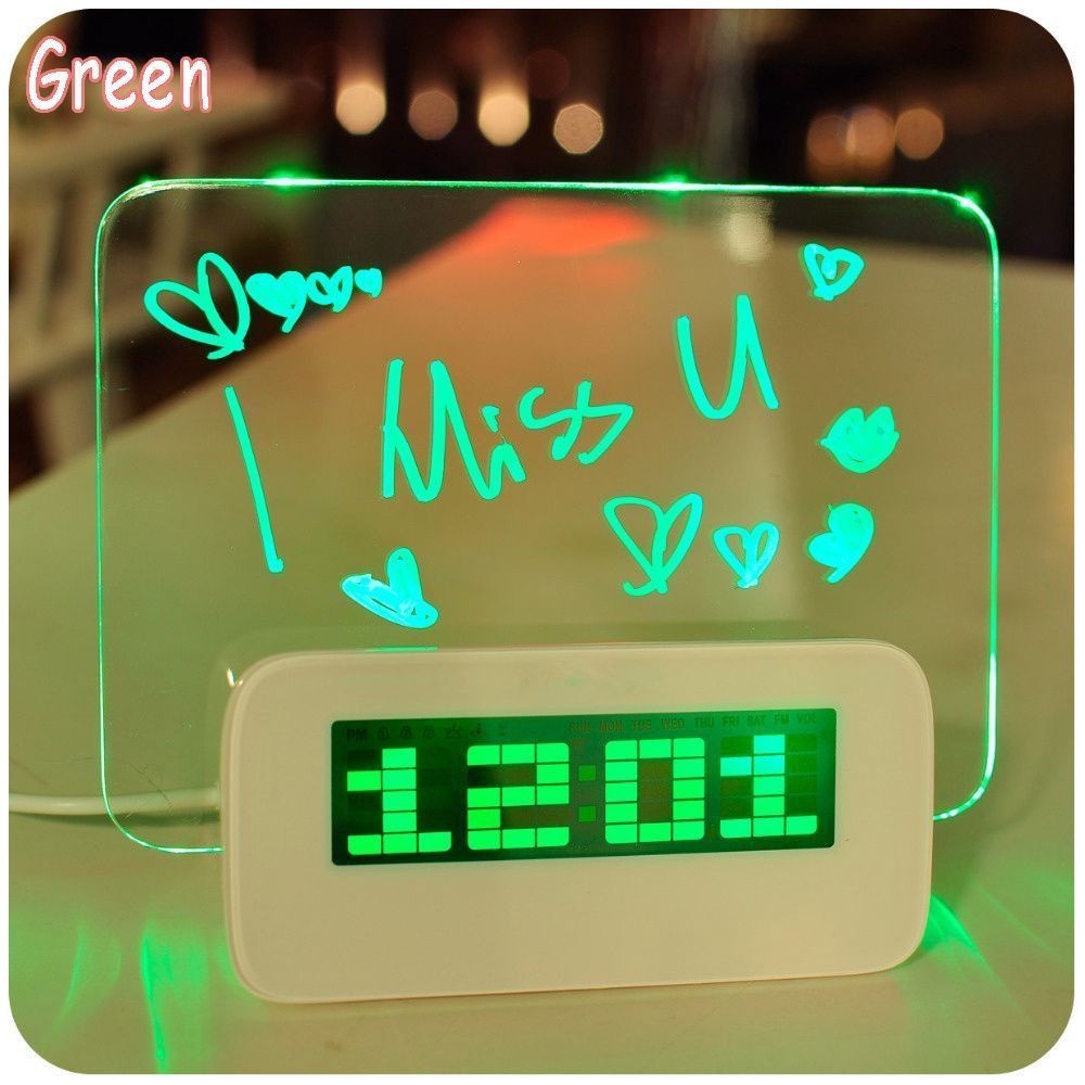 Jam Weker Papan Pesan Neon LED