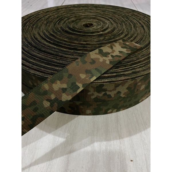 tali webbing nylon  4 cm corak loreng  camouflage import webbing tas webing per 1 meter