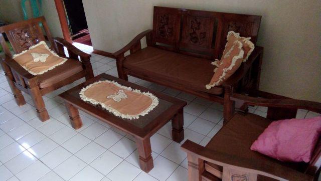 Sofa Kayu Jati Flamboyan 211 + Meja (promo Harga)