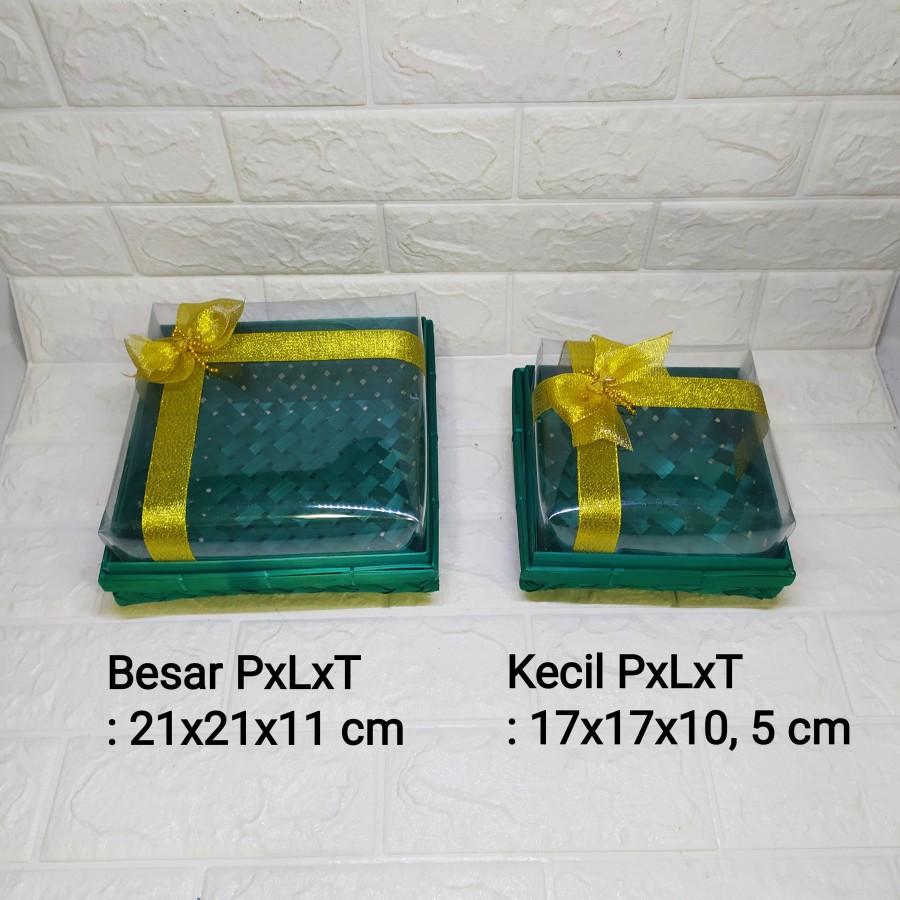 Besek Mika No 21 Hijau BESAR Tanpa Kaki - 21x21 cm Keranjang Serbaguna