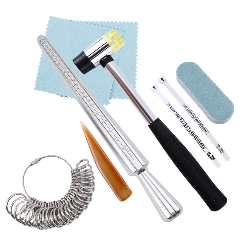 US UK Ring Sizer Alat Ukur Set Aluminium Ring Mandrel dengan Finger Gauges Metal Ring Sizer Tool Set Untuk Pembuatan Perhiasan DIY