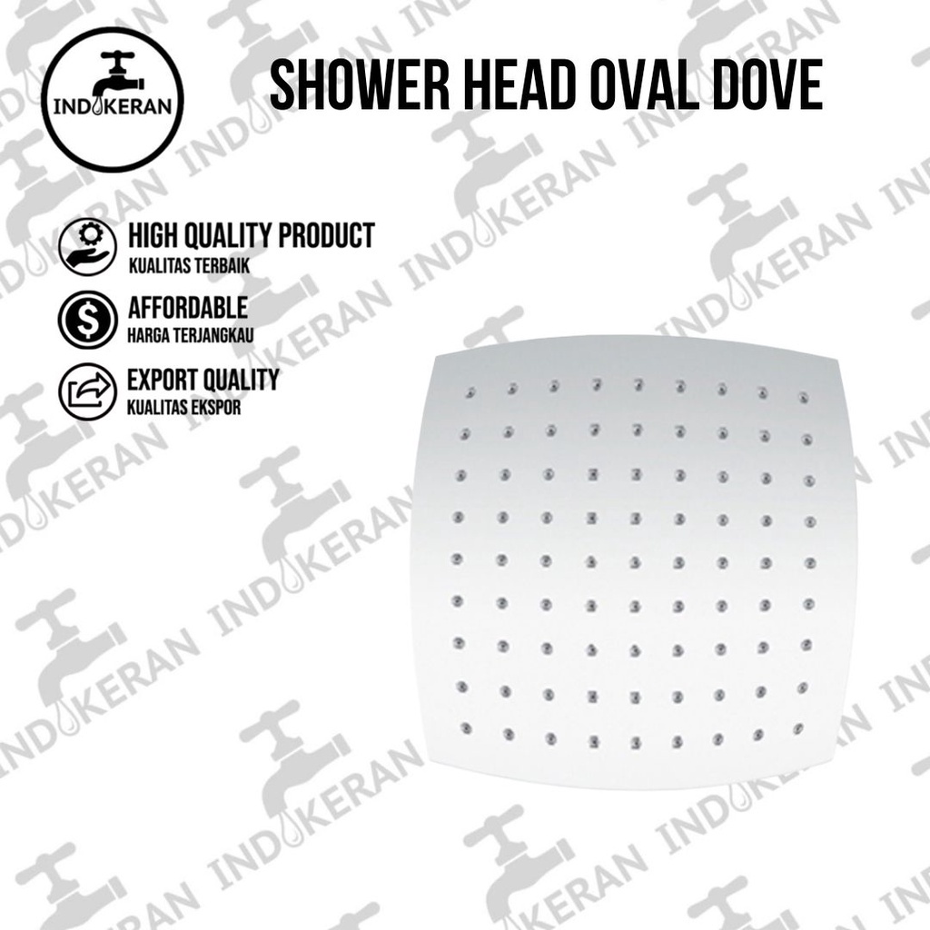 INDOKERAN - Wall Shower Head Oval Dove - 8 Inch