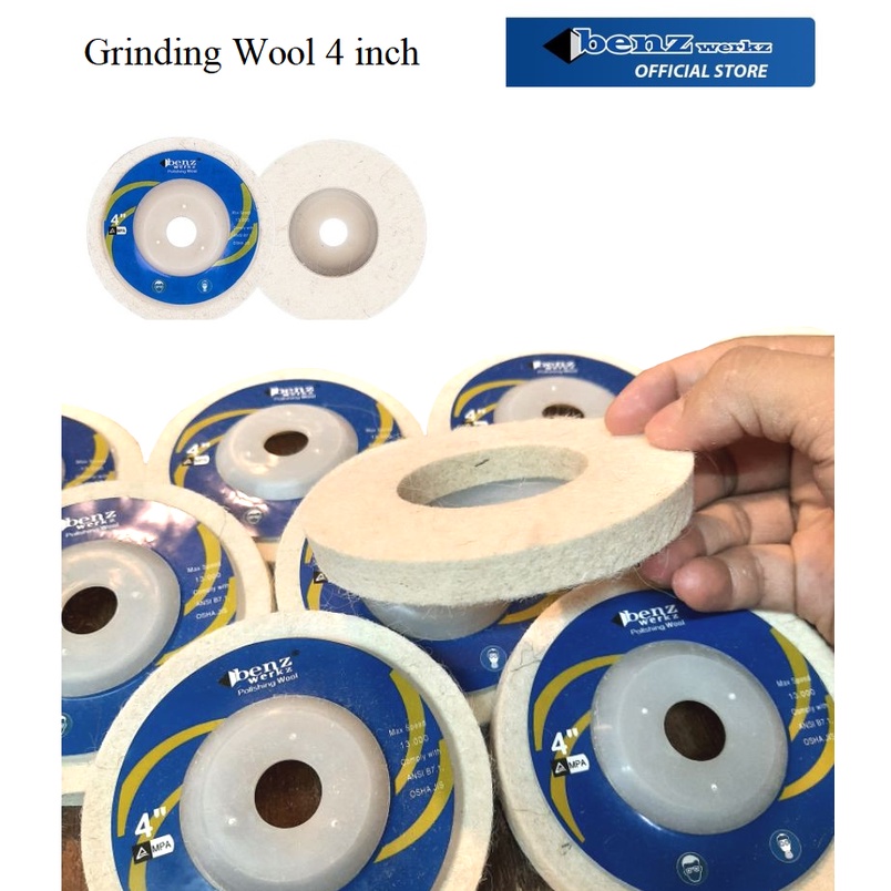 BENZ Batu Gerinda Poles WOL / GRINDING WOOL / POLISHING WOOL 4&quot; inch Wool poles stainless 4 inci Benz / Polishing wool poles 4&quot;