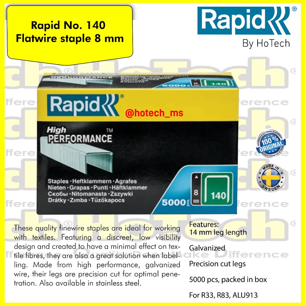 Isi Staples RAPID | Refiil Staples RAPID | RAPID | ISI STAPLES 140/8MM GALVANISED, 5000 PCS