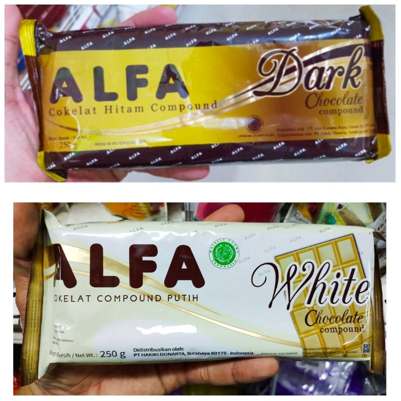 

ALFA Coklat Hitam dan Putih Compound 250gr - Dark White Chocolate Compound