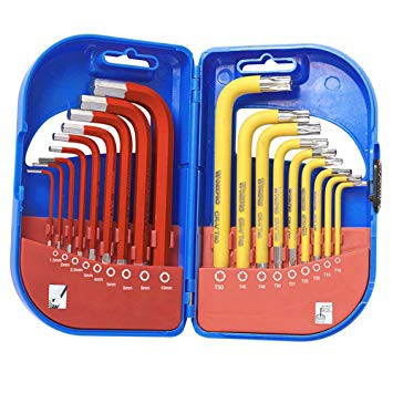 Kunci L Biasa dan Bintang / Belimbing Set 18pc / Short Arm Hex Key SET WORKPRO W022009