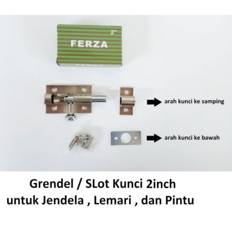 Gerendel Kecil Kunci Slot Jendela Samping Bawah Chrome 2" inch kunci slot pintu lemari laci