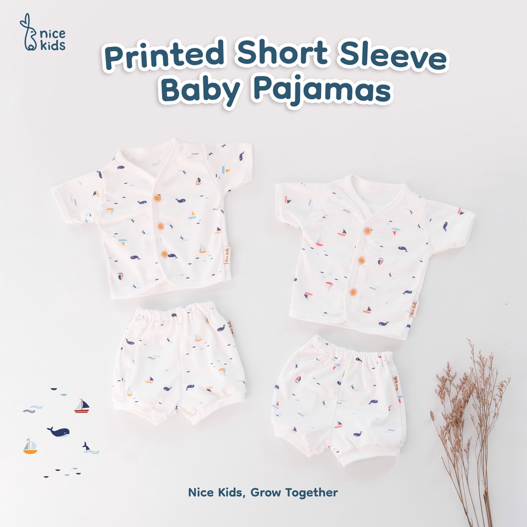 Nice Kids - Printed Short Sleeve Baby Pajamas Set (Baju Celana Setelan Bayi Lengan Pendek Motif Piyama Bayi)