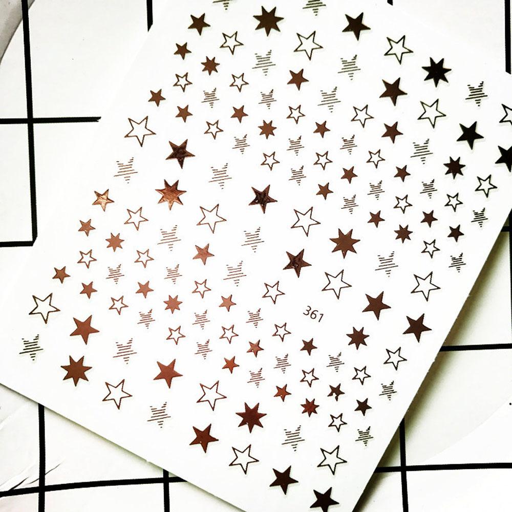 AUGUSTINA Agustinina Nail Art Dekorasi Geometri Indah Sepuhan Kuku Ornamen Perekat Diri Glitter Bintang Nail Foil Decals
