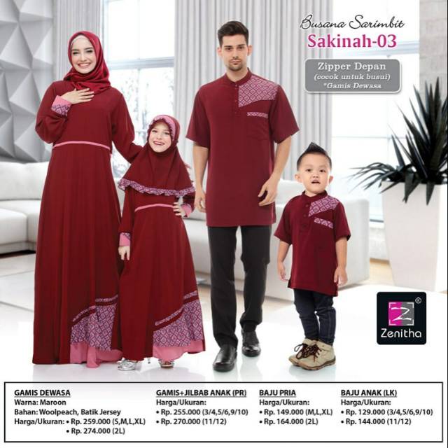 Baju Sarimbit Keluarga - Baju Couple - Baju keluarga Maroon - Original Zenitha