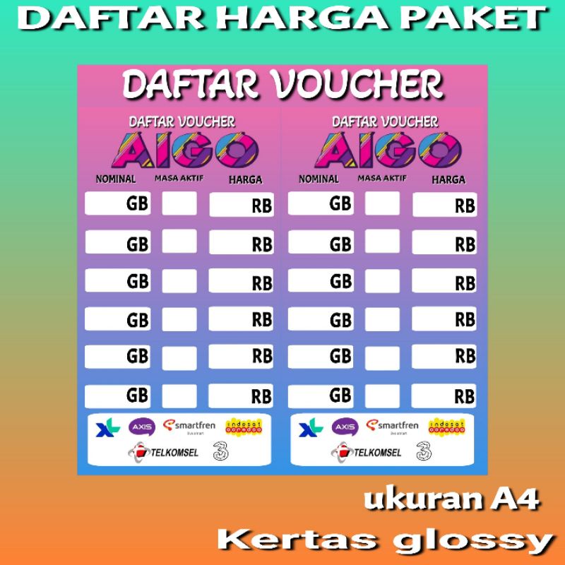 

DAFTAR HARGA PAKET DATA KONTER DAN PHONCEL M3
