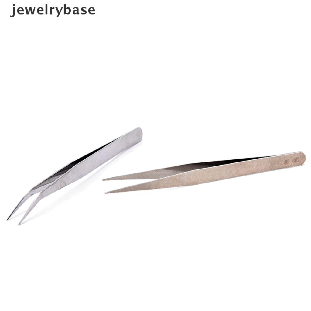 2 Pcs Pinset Lurus Bahan Stainless Steel Untuk Alat Makeup