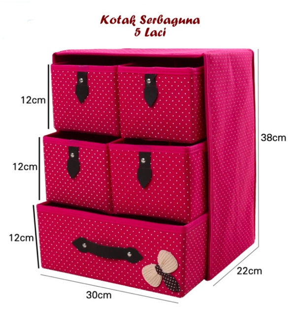 Kotak serbaguna 5 laci storage box tempat penyimpanan pakaian dalam hokkyshop