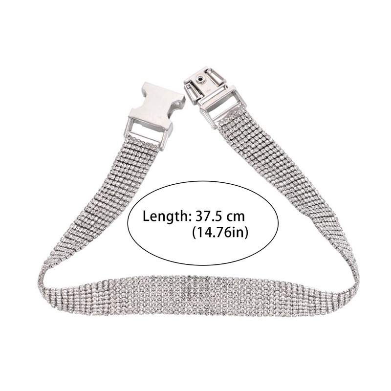 Kalung Choker Berlian Imitasi Warna Silver Untuk Wanita