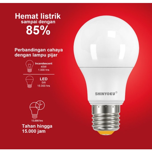 Lampu led home 1 shinyoku 5W warna putih