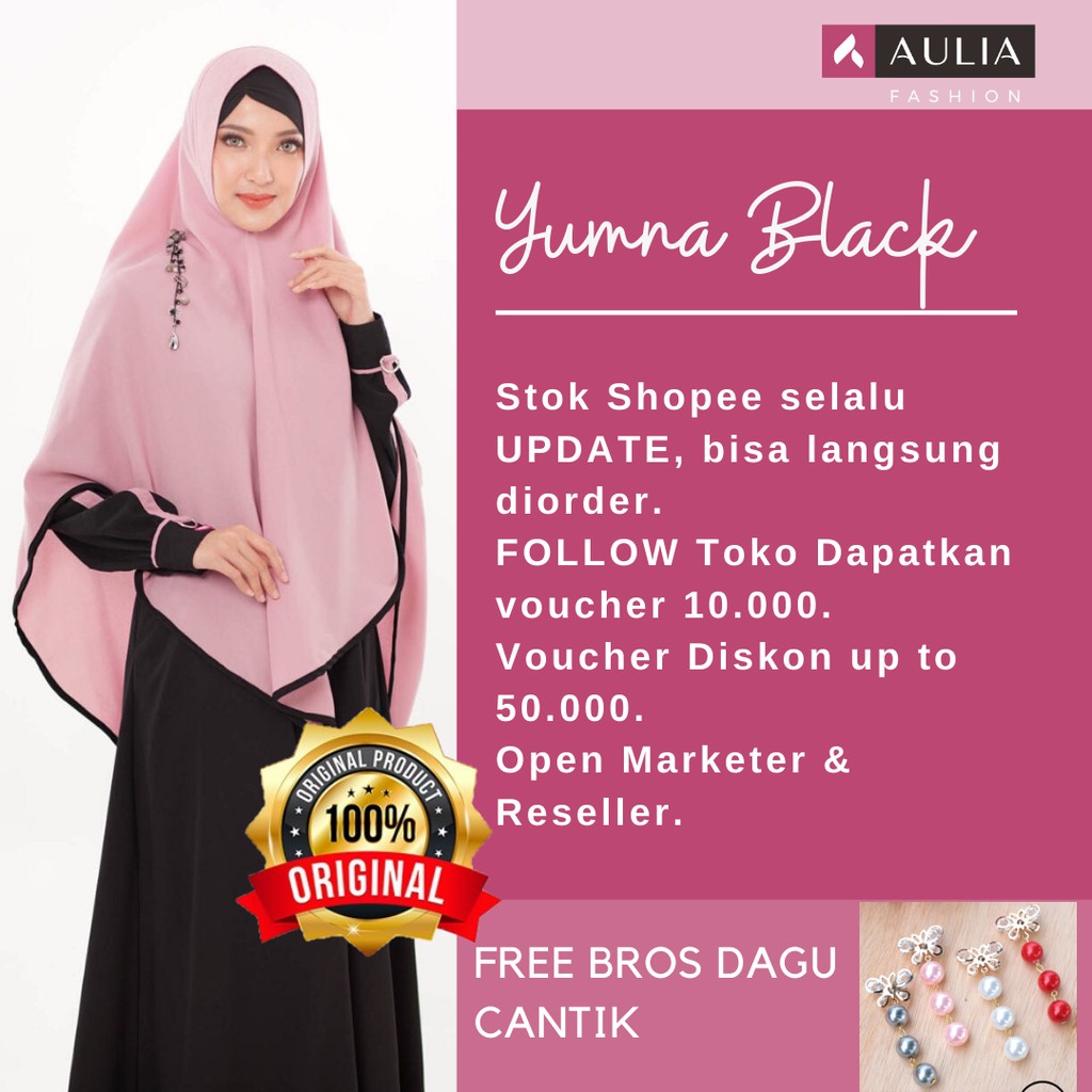  Aulia  Fashion Set Gamis Yumna  Black Shopee Indonesia