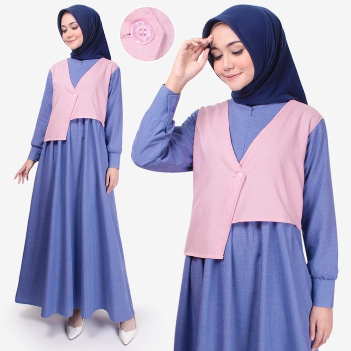 COXce Tazkia Hijab Store | Dress Muslim | Ainun Dress | Gamis Supernova - Blue