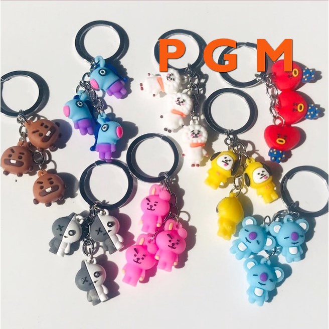 GANTUNGAN KUNCI MINI TRIPLE BTS BT21 KPOP / KEY CHAIN MINI BT21 BTS / GANTUNGAN KUNCI BTS BT21 BISA COD ( BAYAR DI RUMAH )