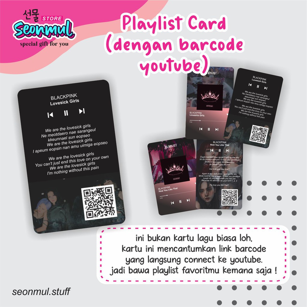 PLAYLIST CARD [BARCODE YOUTUBE] BLACKPINK LOVESICK GIRLS - TRACKLIST KPOP