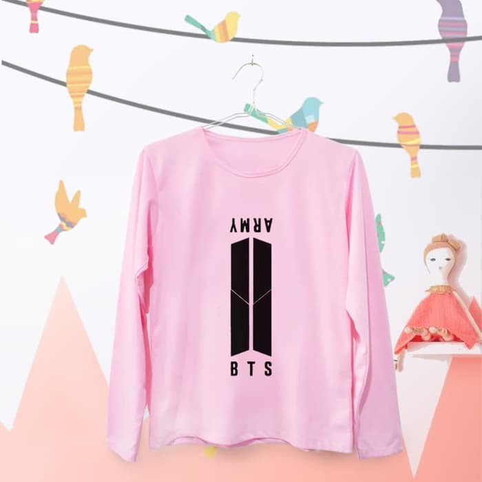 Kaos Wanita / Kaos Cewe / T-Shirt Wanita Lengan Panjang Wanita BTS Army - Pink