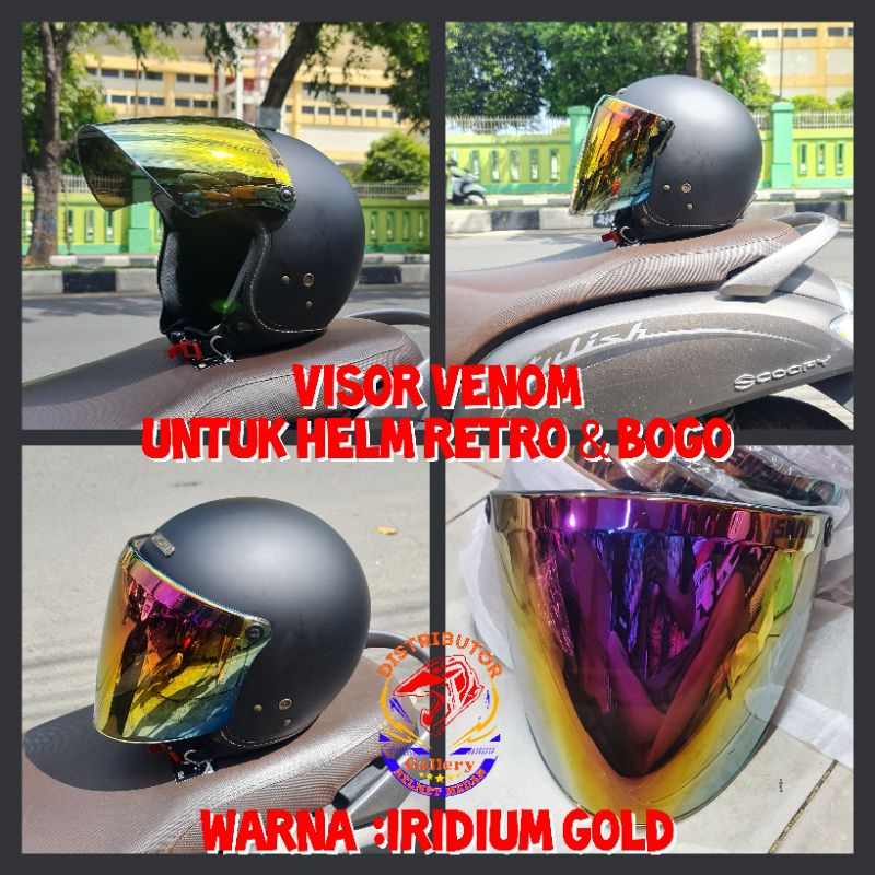 KACA HELM FLAT VISOR MODEL VENOM UNTUK RETRO & BOGO VISOR MEREK SNAIL ORIGINAL
