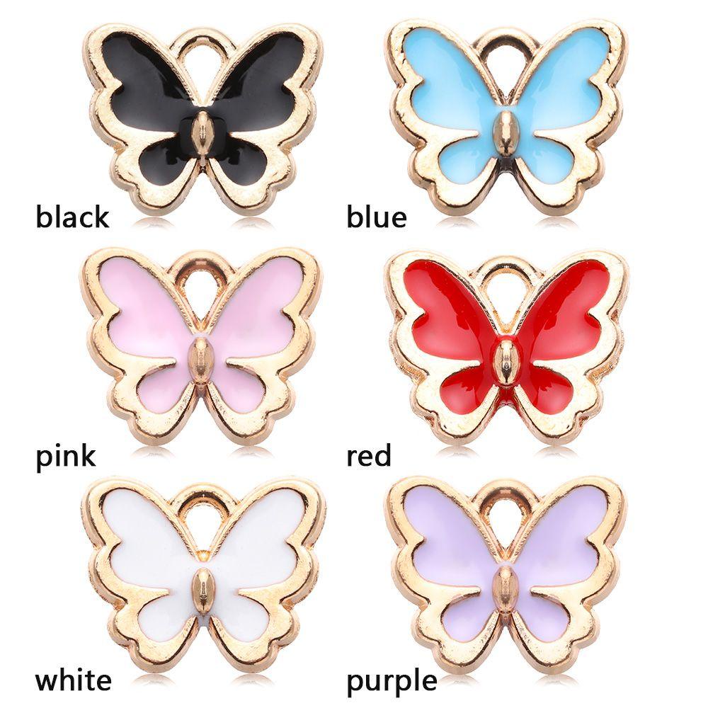 Lily 10PCS Butterfly Charms Fashion Gelang Membuat Aksesoris DIY Alloy Enamel