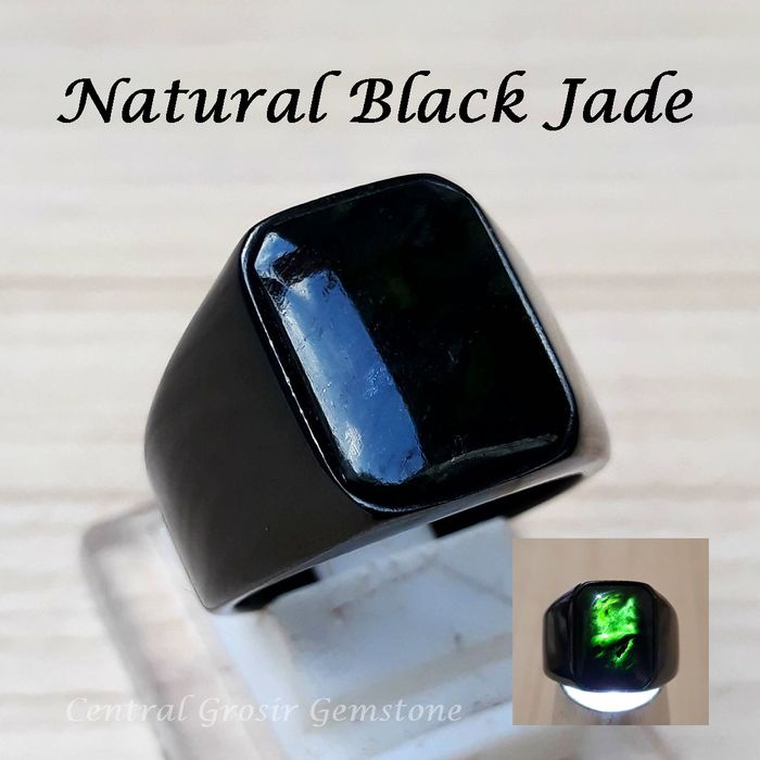 Cincin Batu Keren Natural Black Jade Asli Aceh - 8