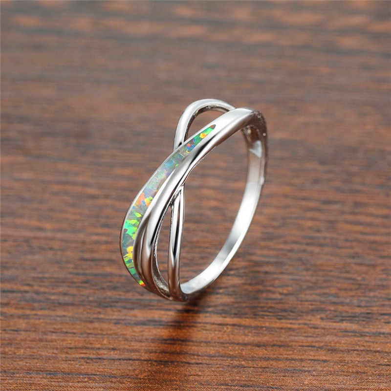 New product Europe and America imitation Opal vitality forest design cross ring ladies fashion ring