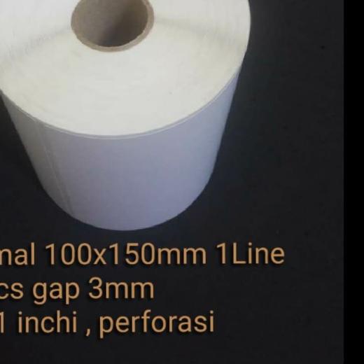 

♠ Label Bare Thermal 100x150mm 1Line 300pcs Gap 3mm core 1" perforasi ➣