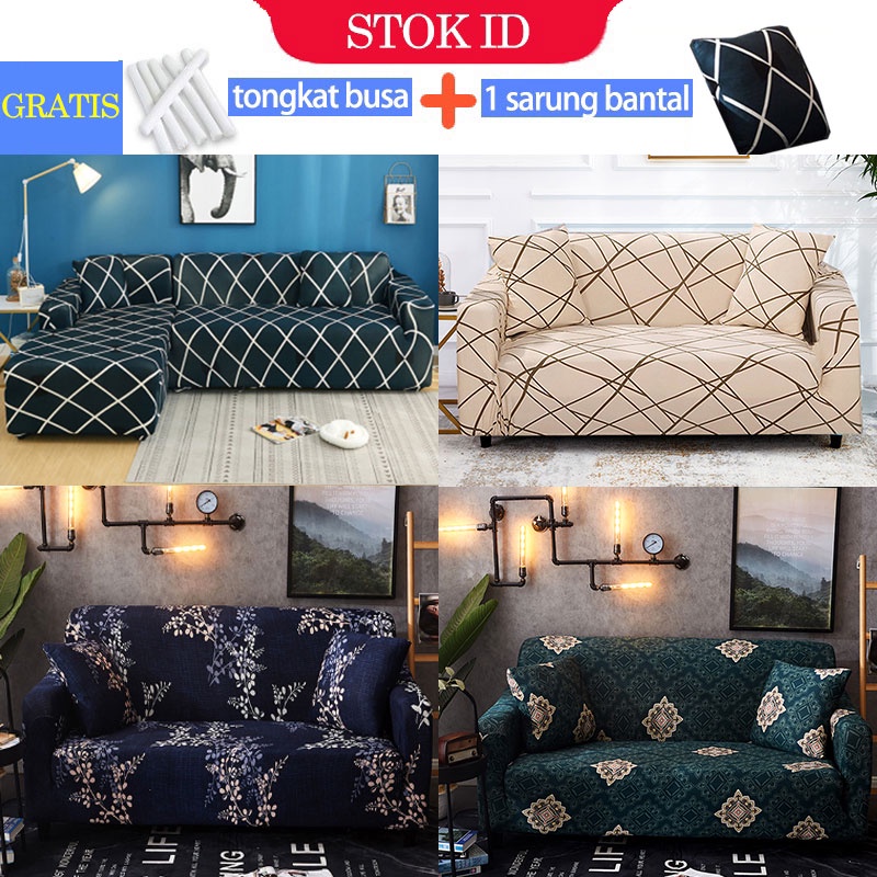 [Gratis Ongkir] Cover Sofa Sarung Sofa 1/2/3/4 Seater Sofa Cover Elastic Sarung bantal sofa Cushion Protector Cover D H I F