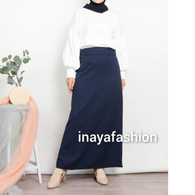 ♘ Rok Kerja Panjang Hitam Rok A Line Bahan Formal Kantor / Rok Panjang Wanita Hitam Polos ✫
