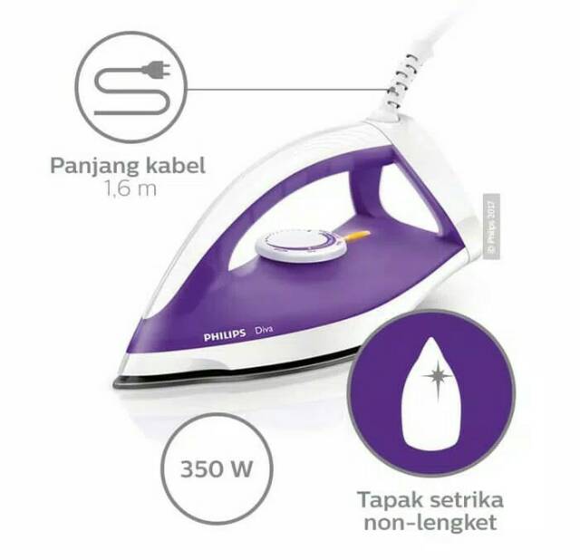 PROMO GRATIS PACKING BUBBLE WRAP Setrika philips GC 122 diva dry iron/ gosokan philips GC122 garansi resmi 2tahun