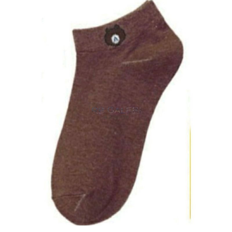 Kaos Kaki Fashion Unisex Motif Polos Beruang Fashion Wanita Pria KAOSKAKI ANKLE Sock BUNGA RB-BERUANG - COKLAT